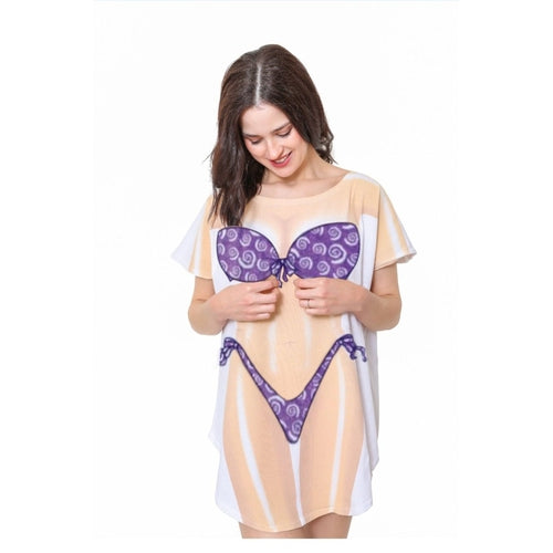 LA Imprints Fantasy Coverup Purple Sparkle Bikini Body Coverup T-Shirt
