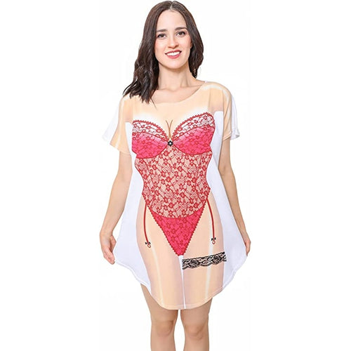 LA Imprints Fantasy Coverup Red Lingerie Bikini Body Coverup T-Shirt - LA Imprints Plus LA Imprints Fantasy Coverup Red Lingerie Bikini Body Coverup T-Shirt - LA Imprints Plus