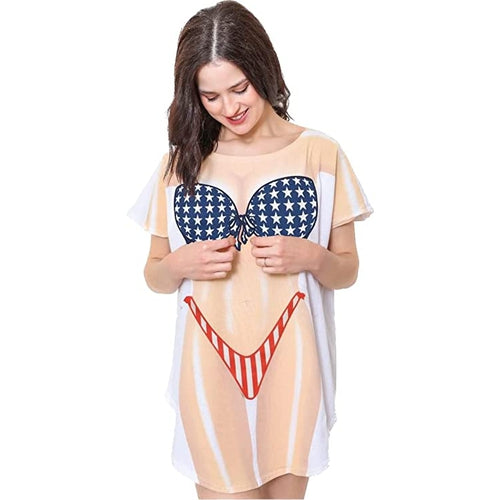 LA Imprints Fantasy Coverup Stars and Stripes Bikini Body Coverup T-Shirt