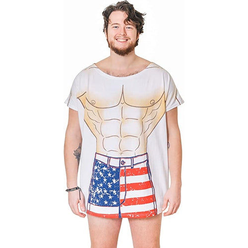 LA Imprints Fantasy Coverup Stars & Stripes Men's Shorts Bikini Body Coverup T-Shirt