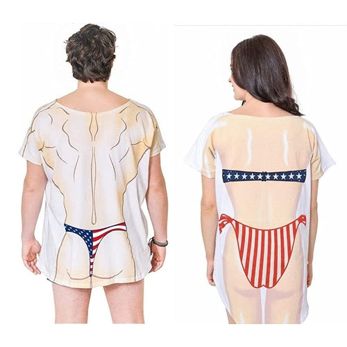 LA Imprints Fantasy Coverup Flag Thong & Stars/Stripes Couple's Bikini  Bathing Suit Coverup T-Shirt - LA IMPRINTS