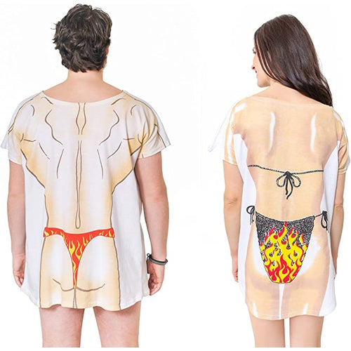 LA Imprints Fantasy Coverup Flames Couple's Bikini Bathing Suit Coverup T-Shirt