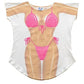 LA Imprints Fantasy Coverup Fuchsia Macrame Bikini Body Coverup T-Shirt