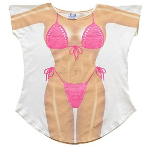 LA Imprints Fantasy Coverup Fuchsia Macrame Bikini Body Coverup T-Shirt