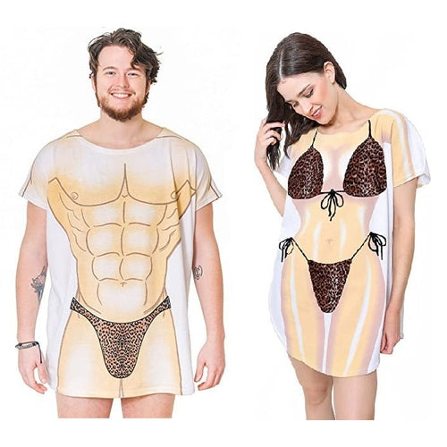 LA Imprints Fantasy Coverup Leopard Couple's Bikini Bathing Suit Cover-Up T-Shirt