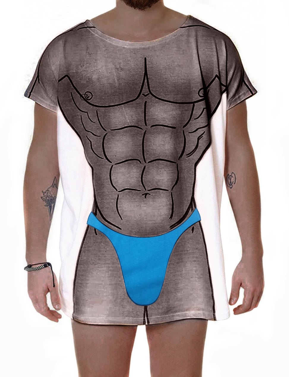 LA Imprints Fantasy Coverup Men's Dark Skin Blue Thong Body Coverup T-Shirt