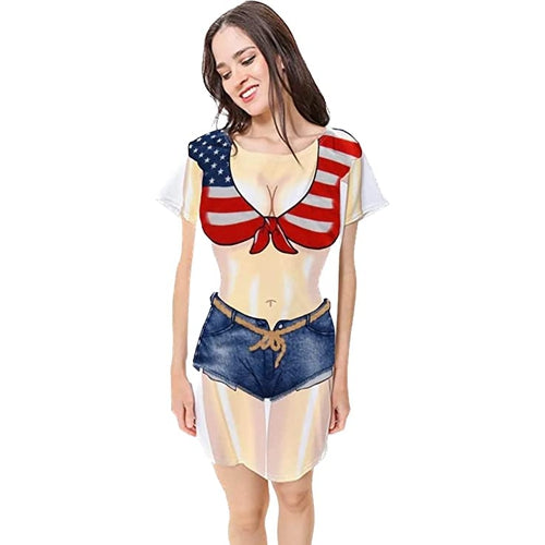 LA Imprints Fantasy Coverup Miss America Shorts BIkini Coverup T-Shirt