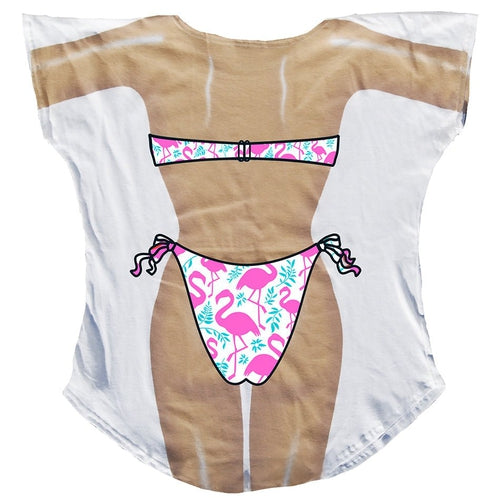 LA Imprints Fantasy Coverup Pink Flamingo Bikini Body Coverup T