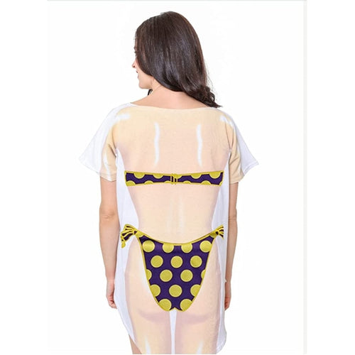 LA Imprints Fantasy Coverup Yellow Polka Dot Bikini Body Coverup T-Shirt