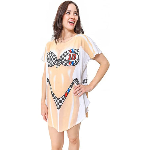 LA Imprints Fantasy Coverup Race Car Girl Bikini Body Coverup T-Shirt