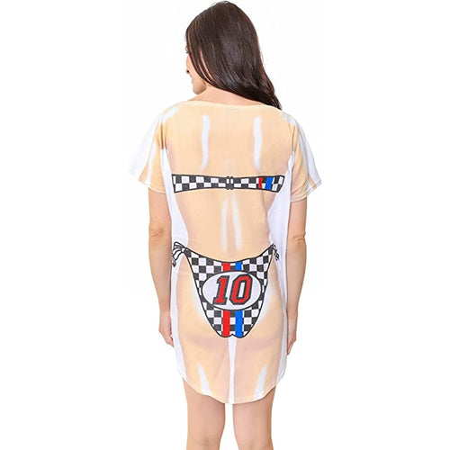 LA Imprints Fantasy Coverup Race Car Girl Bikini Body Coverup T-Shirt
