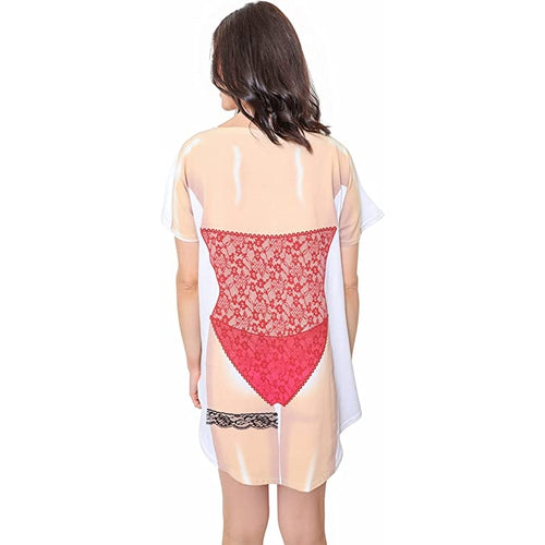 LA Imprints Fantasy Coverup Red Lingerie Bikini Body Coverup T-Shirt