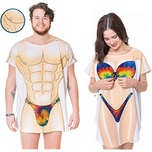 LA Imprints Fantasy Coverup Tie-Dye Couple's Bikini Bathing Suit Coverup T-Shirt