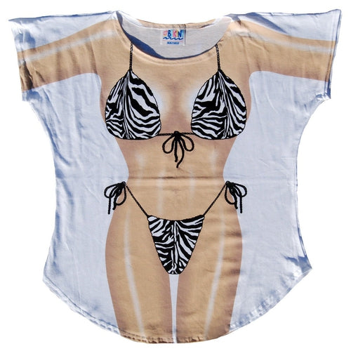 LA Imprints Fantasy Coverup Wild Zebra Bikini Body Coverup T Shirt