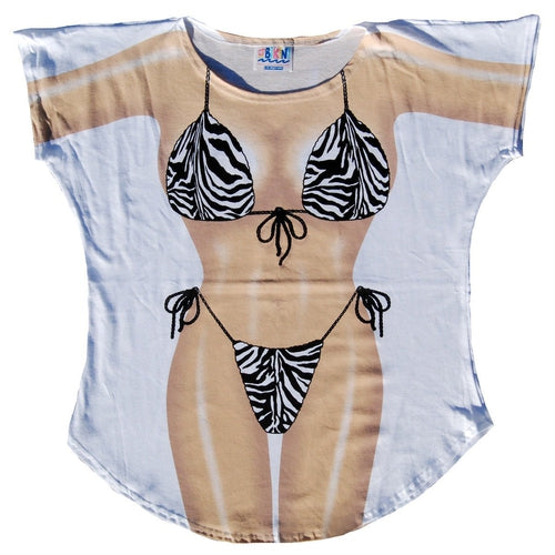 LA Imprints Fantasy Coverup Wild Zebra Bikini Body Coverup T-Shirt
